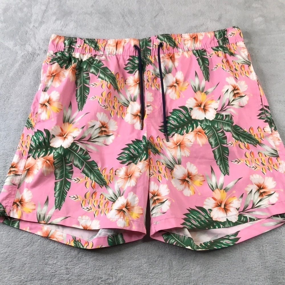 Coast Clothing Men's Pink Floral Swim Trunks Size L